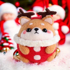 Christmas Deer DIY Wool Felt Material Bag with Needles and Thread