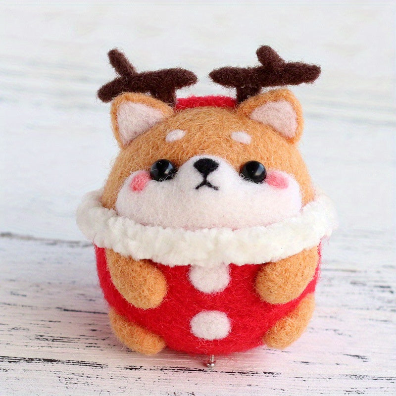 Christmas Deer DIY Wool Felt Material Bag with Needles and Thread
