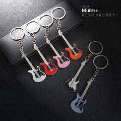 Metal Guitar Keychain Cartoon Key Chain Keyring Bag Pendant