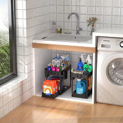 2 Tier Under Sink Storage Rack Organizer