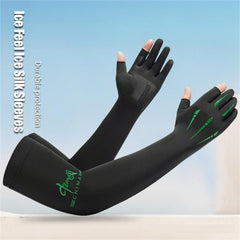2pcs Long Gloves Arm Sleeves Ice Sleeves Hand Cover Half Finger Gloves