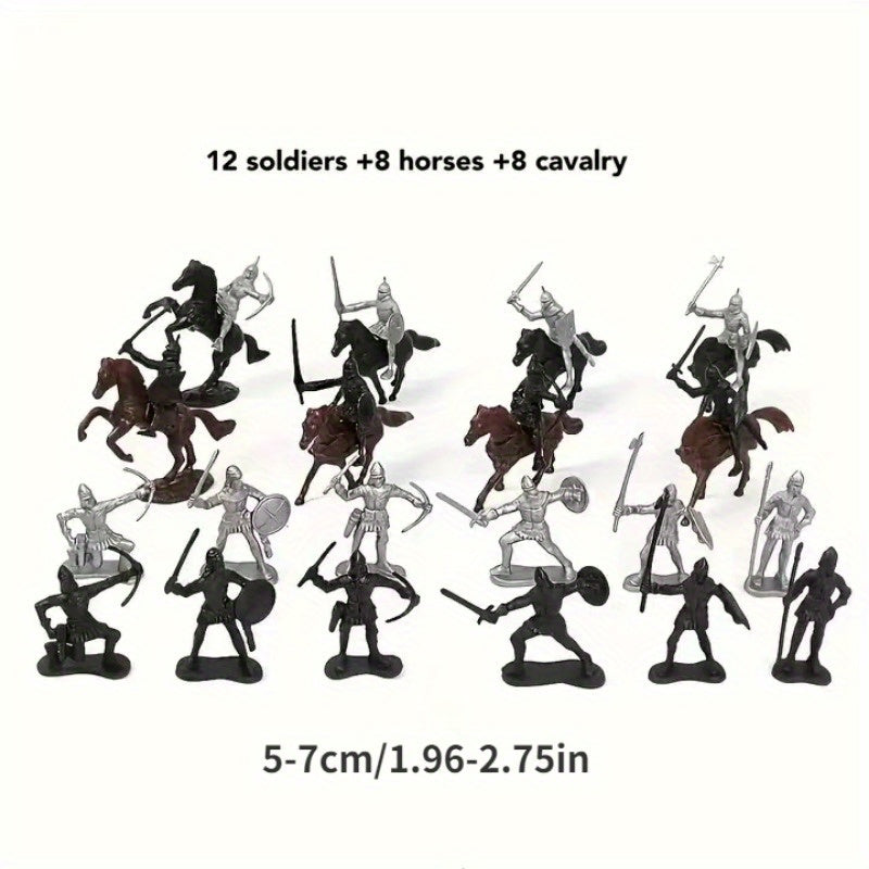 28pcs Military Soldier Model Sandtable Toy Scene Plastic Microlandscape Set