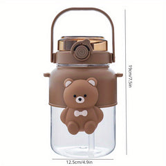 1100ml Cartoon Water Cup Large Capacity Plastic Bottle With Handle And Straw