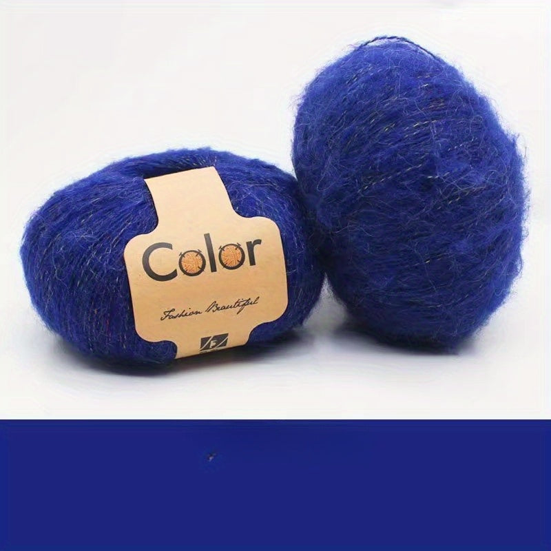 2pcs Fantasy Mohair Yarn Bright Silk Fine Wool Thread DIY Knitting Long Plush