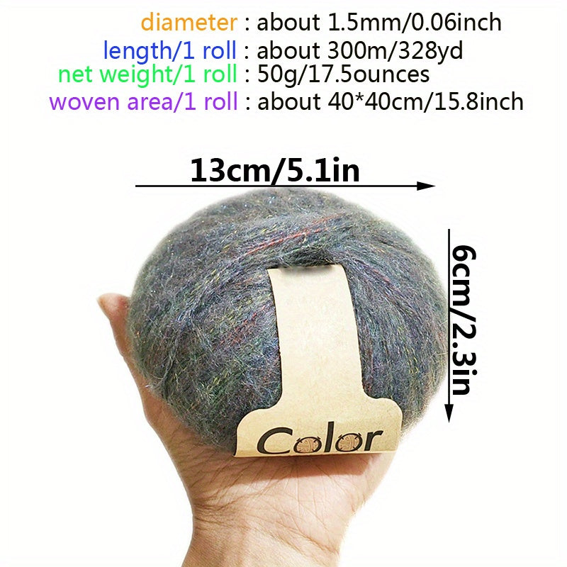 2pcs Fantasy Mohair Yarn Bright Silk Fine Wool Thread DIY Knitting Long Plush