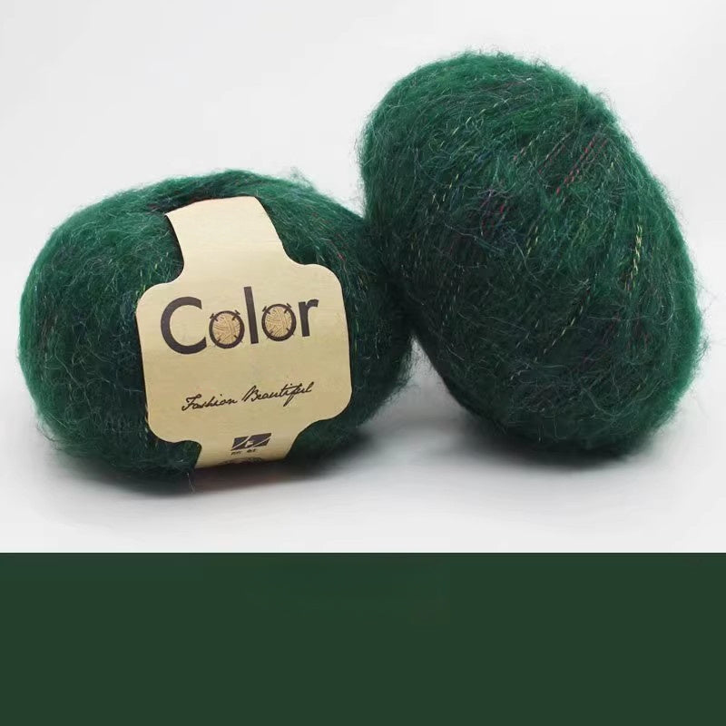 2pcs Fantasy Mohair Yarn Bright Silk Fine Wool Thread DIY Knitting Long Plush