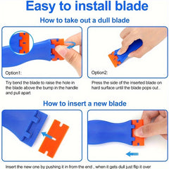 Plastic Razor Blade Scraper Tool with 10pcs Blades
