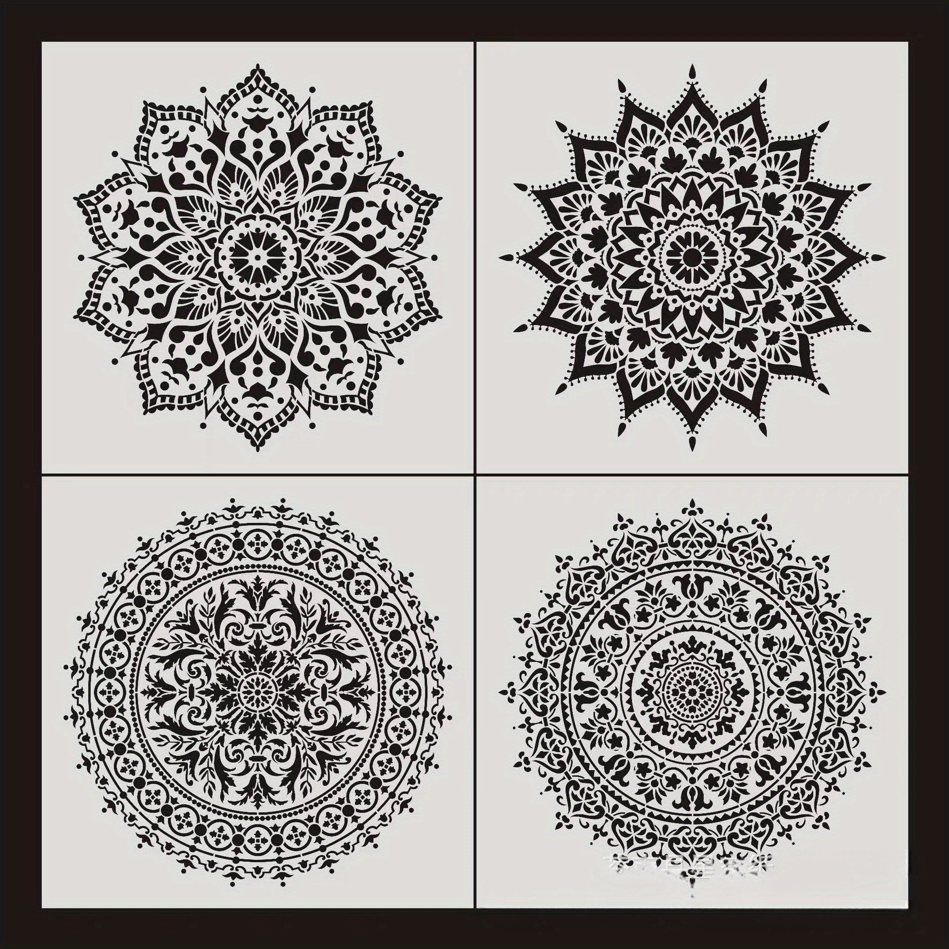 4pcs DIY Stencil Wallpaper Floor Furniture Wall Painting Template Lace Ruler
