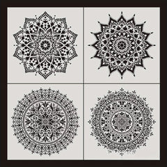 4pcs DIY Stencil Wallpaper Floor Furniture Wall Painting Template Lace Ruler