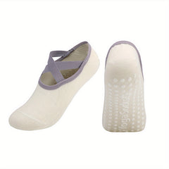 Women's Non-Slip Yoga Socks with Cross Strap and Extra Grips