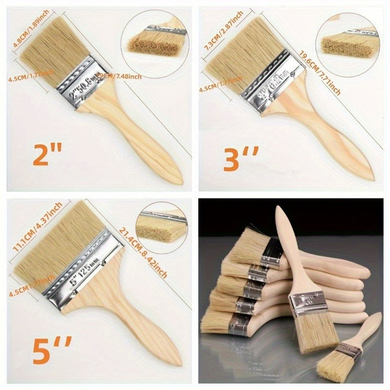 5pcs Thickened Natural Paint Brush Set w/ Decorative & Stain Brushes