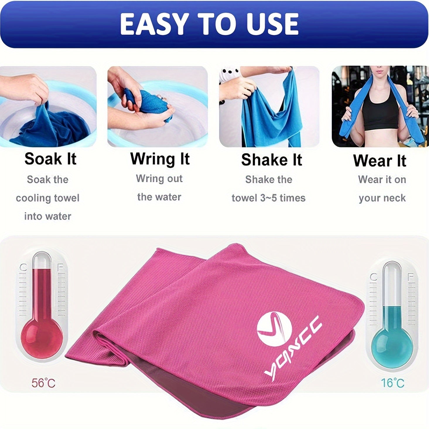 Microfiber Cooling Towel Quick Drying Sports Gym Camping Running
