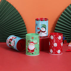 Christmas Cartoon Pattern Iron Art Piggy Bank Creative Gift