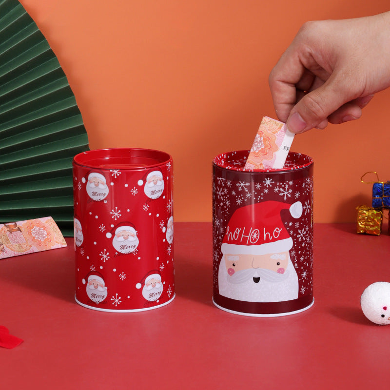 Christmas Cartoon Pattern Iron Art Piggy Bank Creative Gift