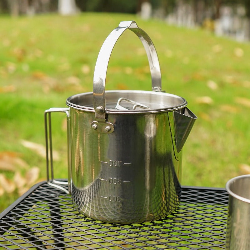 Outdoor Steel Kettle Folding Hanging Portable Pot For Camping