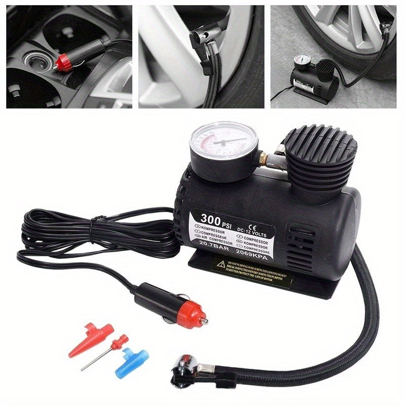 Car Accessories Mini Air Compressor 300 PSI Tire Inflator Pump 12V