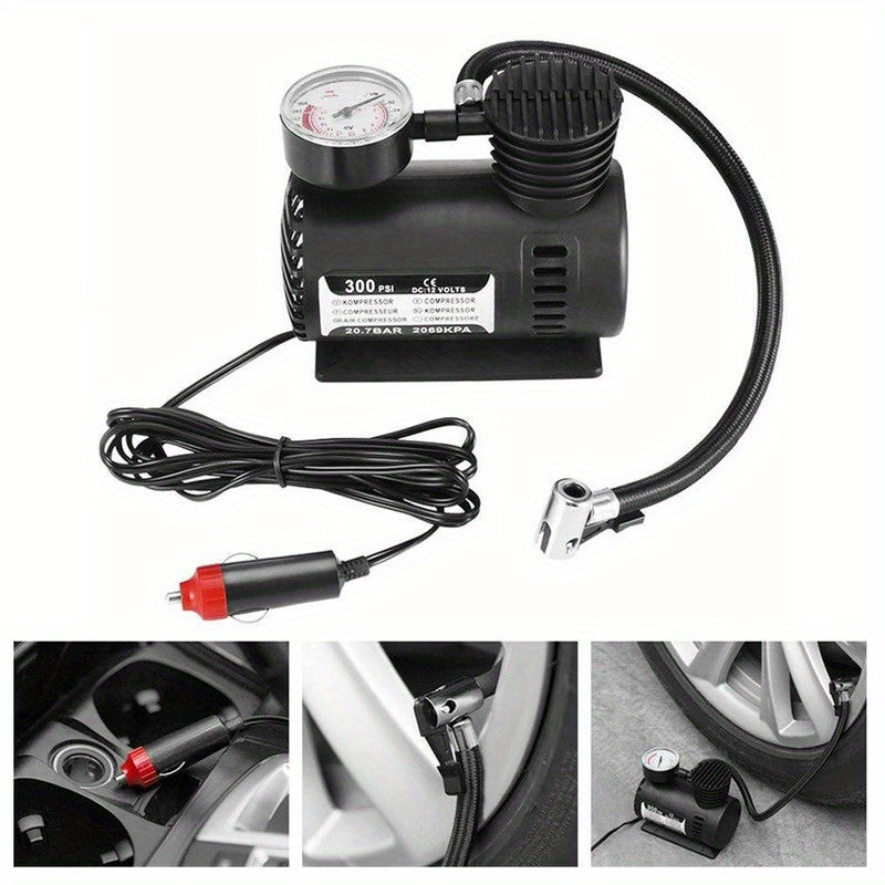 Car Accessories Mini Air Compressor 300 PSI Tire Inflator Pump 12V