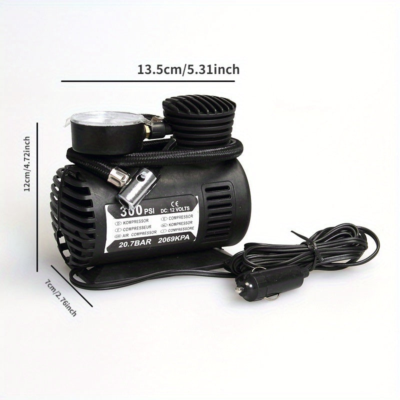 Car Accessories Mini Air Compressor 300 PSI Tire Inflator Pump 12V