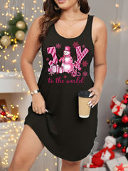 Christmas Nightdress Women's Plus Snowman & Slogan Print Racer Back