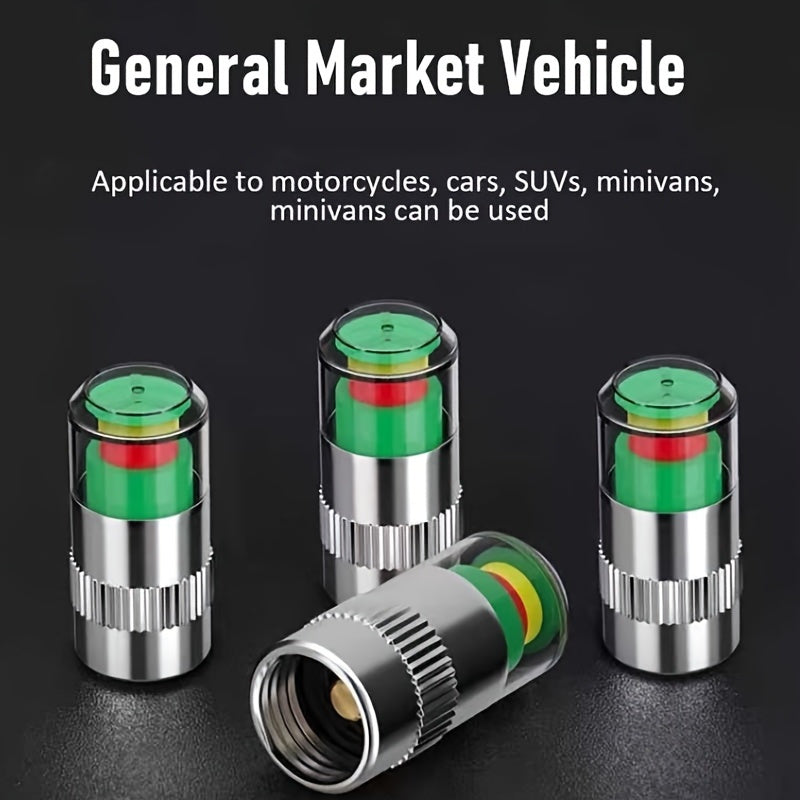 4pcs Car Tire Pressure Gauge Alarm Valve Cap Sensor