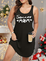 Football & Art Letter Print Tank Sleep Dress