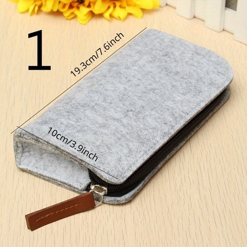 High Retro Felt Pencil Case Cosmetic Makeup Coin Pouch Zipper Bag