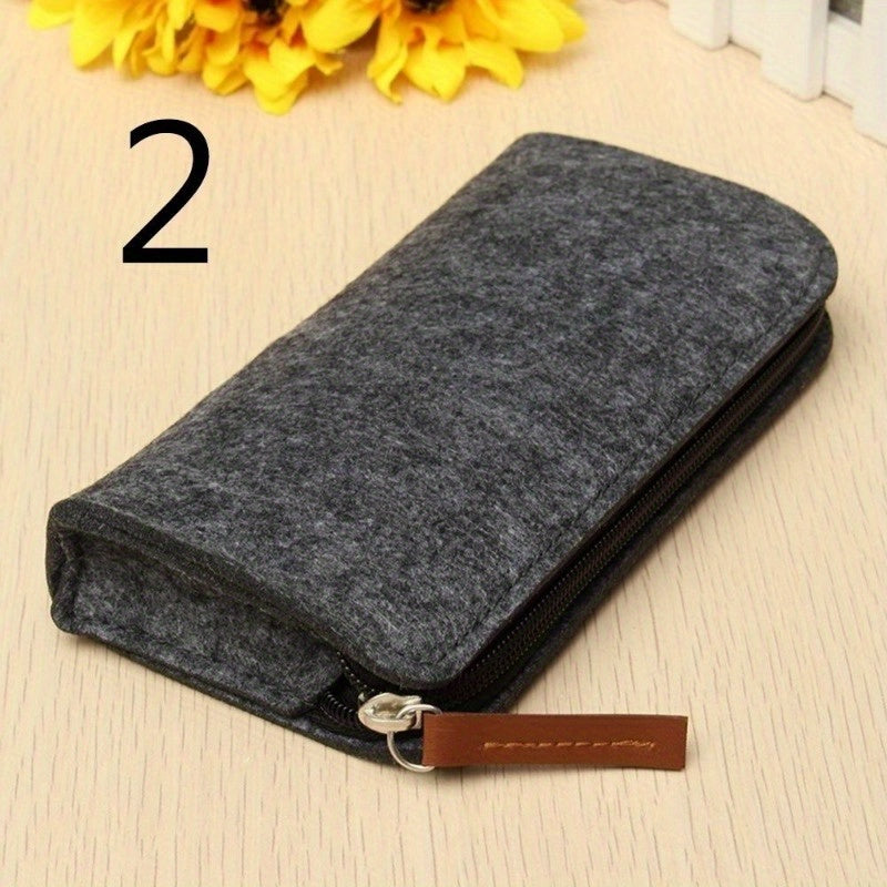 High Retro Felt Pencil Case Cosmetic Makeup Coin Pouch Zipper Bag