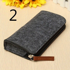 High Retro Felt Pencil Case Cosmetic Makeup Coin Pouch Zipper Bag