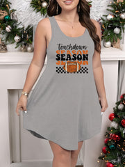 Plus Size Nightdress: Rugby & Art Letter Print Racer Back