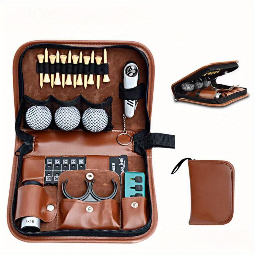Portable Golf Tool Storage Bag Large Capacity Multifunctional Leather Bag
