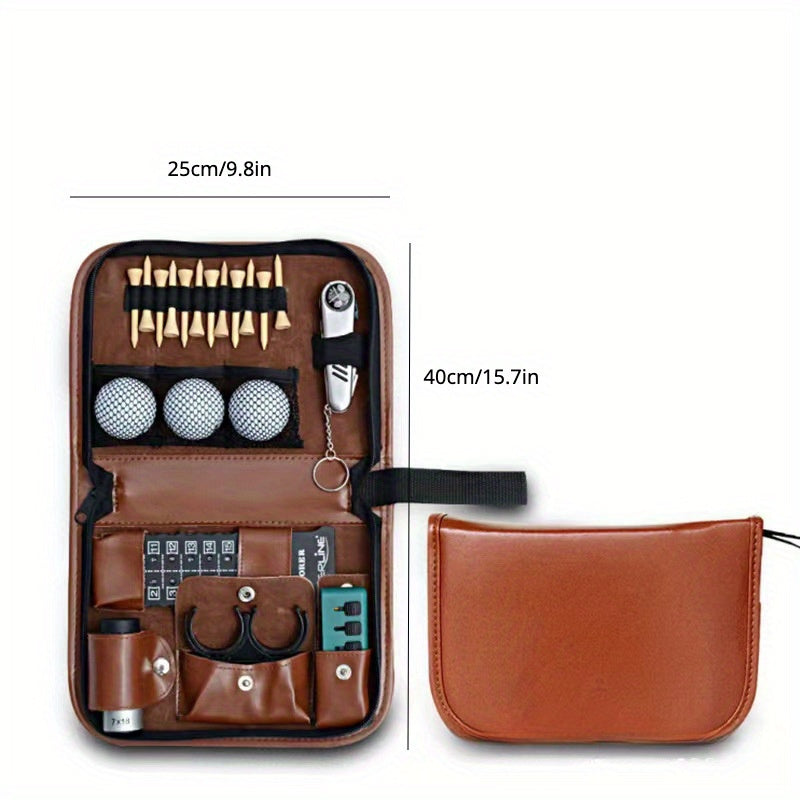 Portable Golf Tool Storage Bag Large Capacity Multifunctional Leather Bag