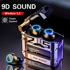 Steampunk Wireless Earbuds with LED Power Display In-ear Headphone