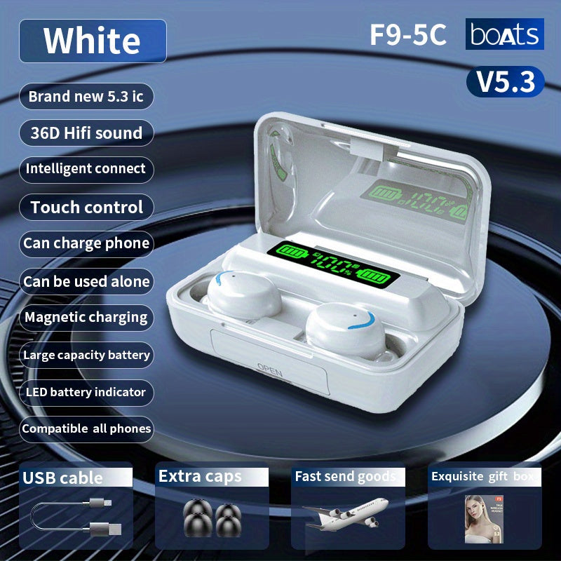 Wireless Earbuds with Noise Cancellation & LED Display