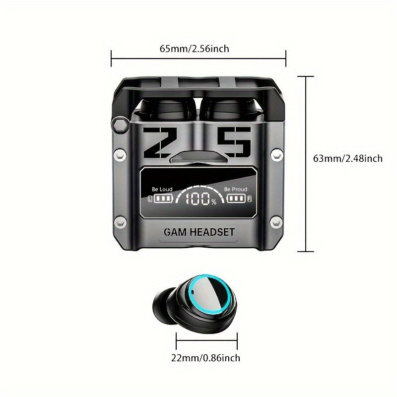 Steampunk Wireless Earbuds with LED Power Display In-ear Headphone