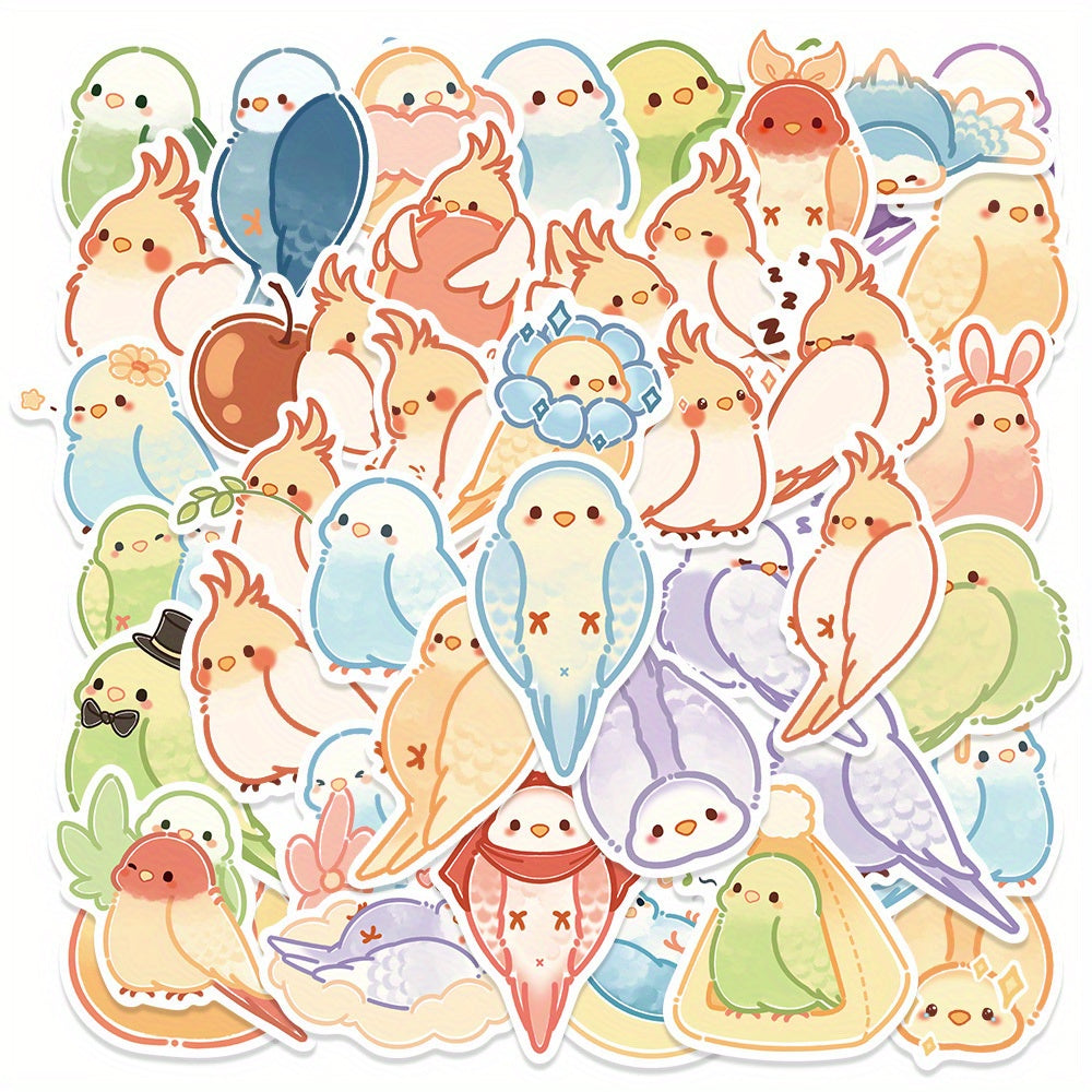50pcs Parrot Waterproof DIY Vinyl Stickers For Guitar Skateboard Water Bottle