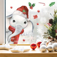 Elephant Christmas Decals Snow Tree Home Office Decoration
