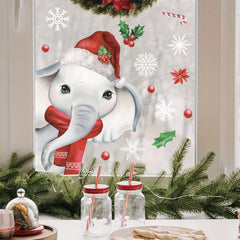 Elephant Christmas Decals Snow Tree Home Office Decoration