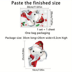 Elephant Christmas Decals Snow Tree Home Office Decoration