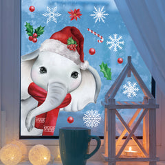 Elephant Christmas Decals Snow Tree Home Office Decoration