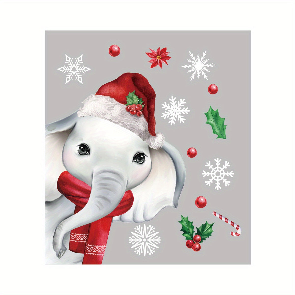 Elephant Christmas Decals Snow Tree Home Office Decoration