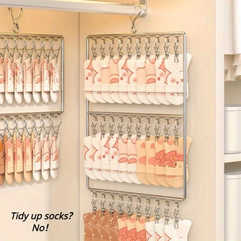 Stainless Steel Hanger Clips - Windproof Drying Socks Rack