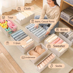Drawer Storage Box With Handles Leggings Folding Basket For Clothes Blankets Toy