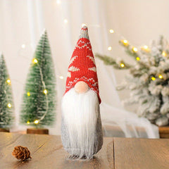 Christmas Gnome Ornament Knit Hat Mini Santa Long Beard Holiday Home Decor