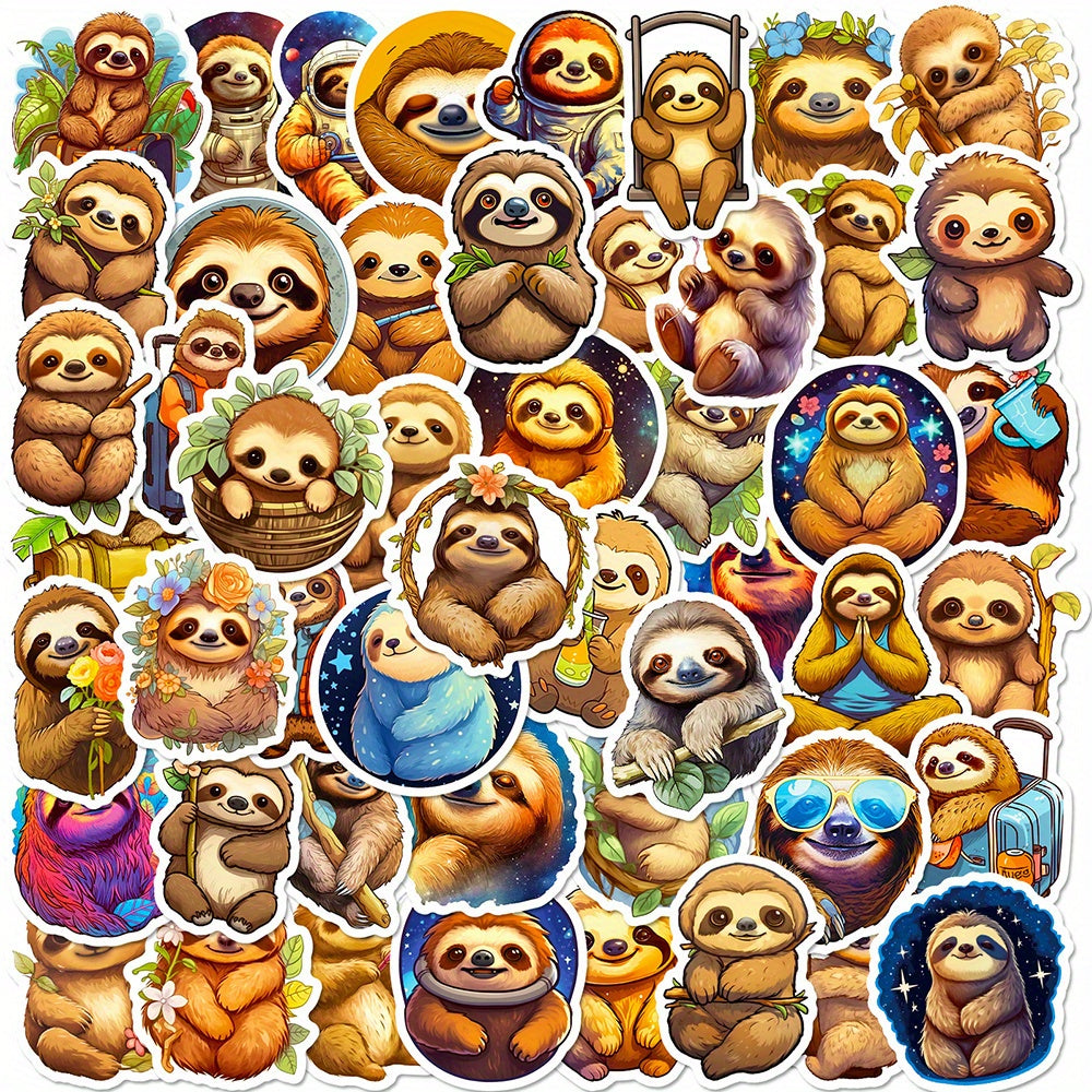 50pcs Sloth Vinyl Waterproof Stickers for DIY Guitar Skateboard