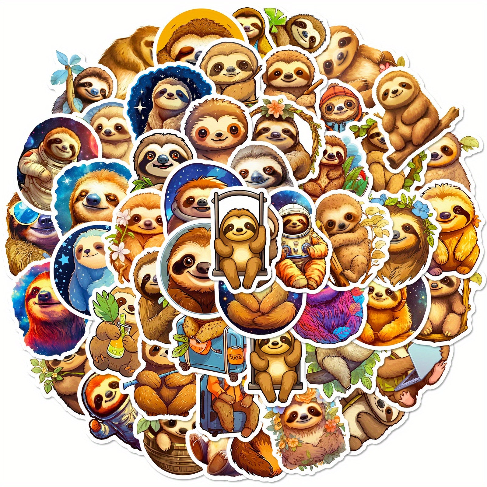 50pcs Sloth Vinyl Waterproof Stickers for DIY Guitar Skateboard