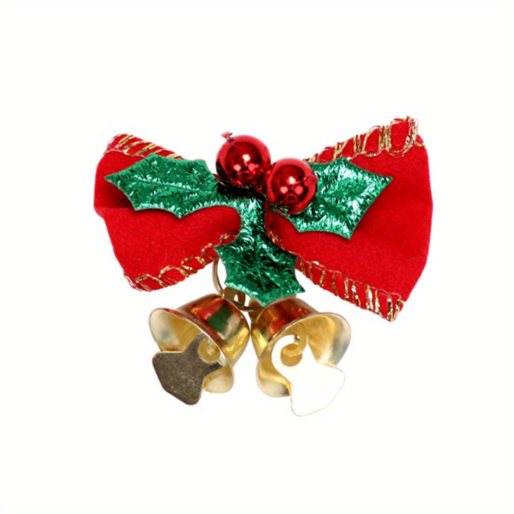 10pcs Mini Bow Christmas Bell Ornaments DIY Tree Accessorie