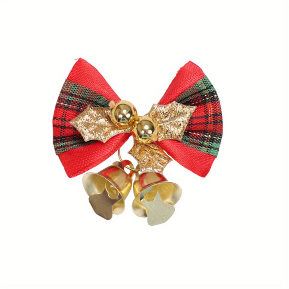 10pcs Mini Bow Christmas Bell Ornaments DIY Tree Accessorie