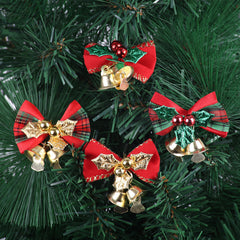 10pcs Mini Bow Christmas Bell Ornaments DIY Tree Accessorie