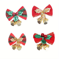 10pcs Mini Bow Christmas Bell Ornaments DIY Tree Accessorie