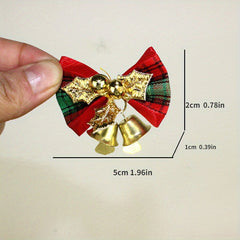 10pcs Mini Bow Christmas Bell Ornaments DIY Tree Accessorie